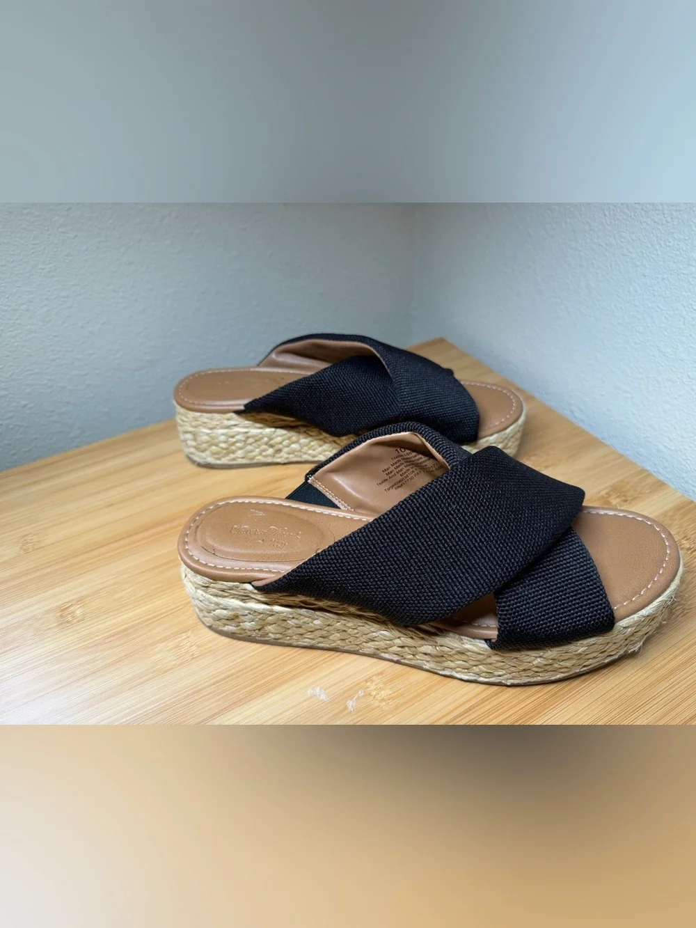 Universal Thread Black Desi Platform Espadrille Crisscross Sandals Size 10